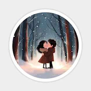 valentine lovers in cute embrace - valentine gift Magnet